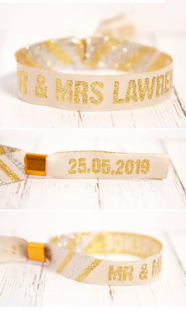 Wedding Wristbands Fabric glitter design